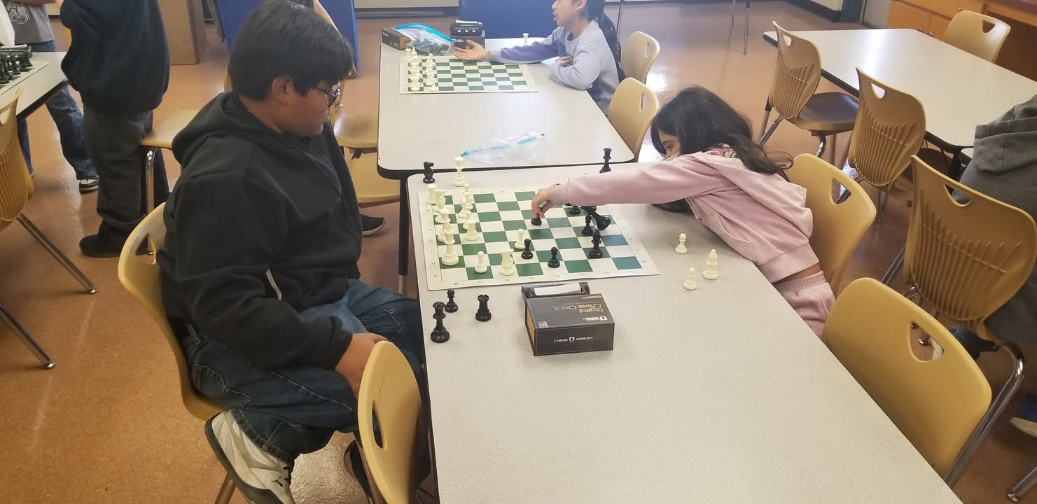 Students playing chess