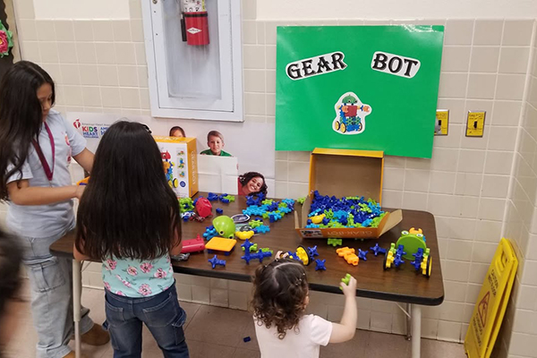 Students put together a robot